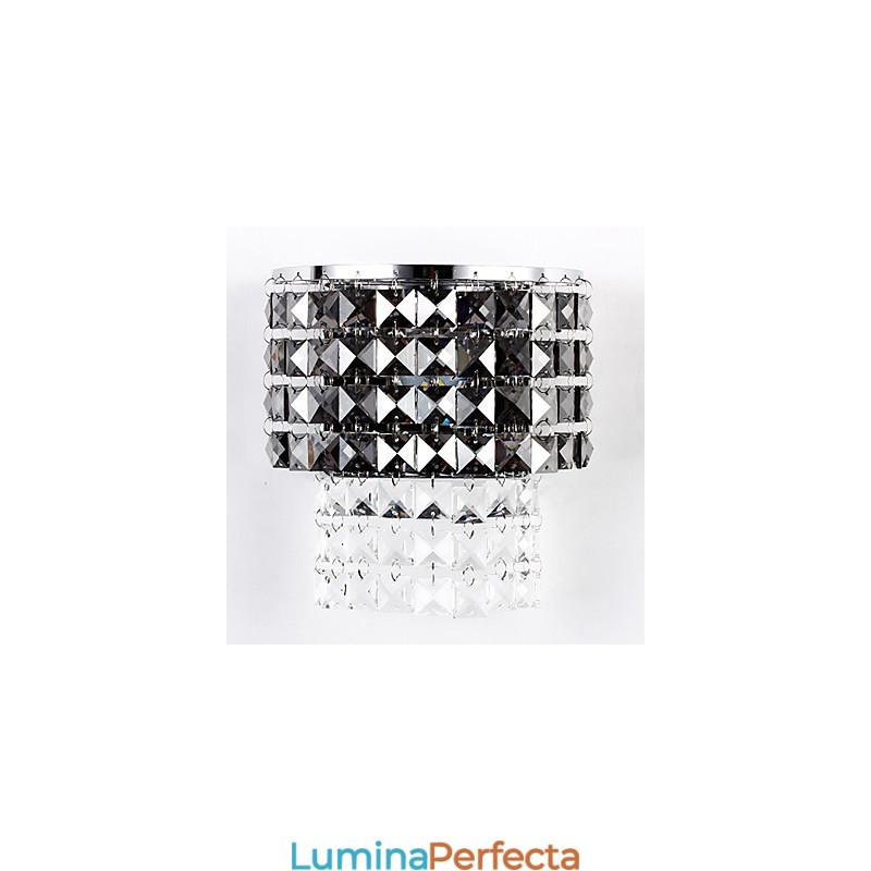 Aplică modernă de perete cu abajur din țesătură Placă metalică în stil de decor de cristal