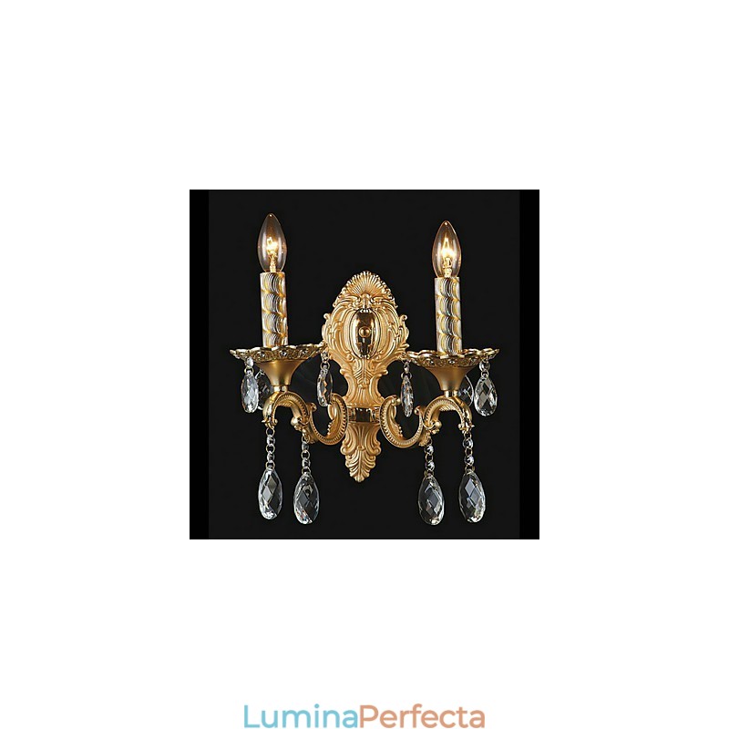 Aplica de perete din cristal auriu cu 2 lumini