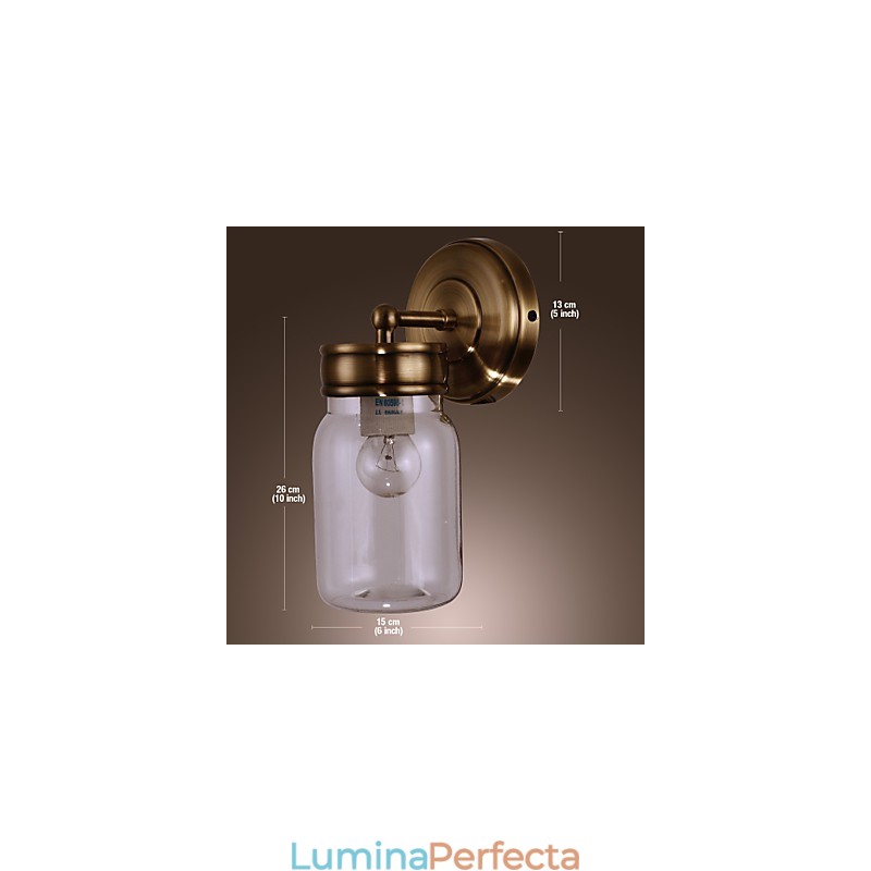 Lampă de perete rustică în formă de sticlă