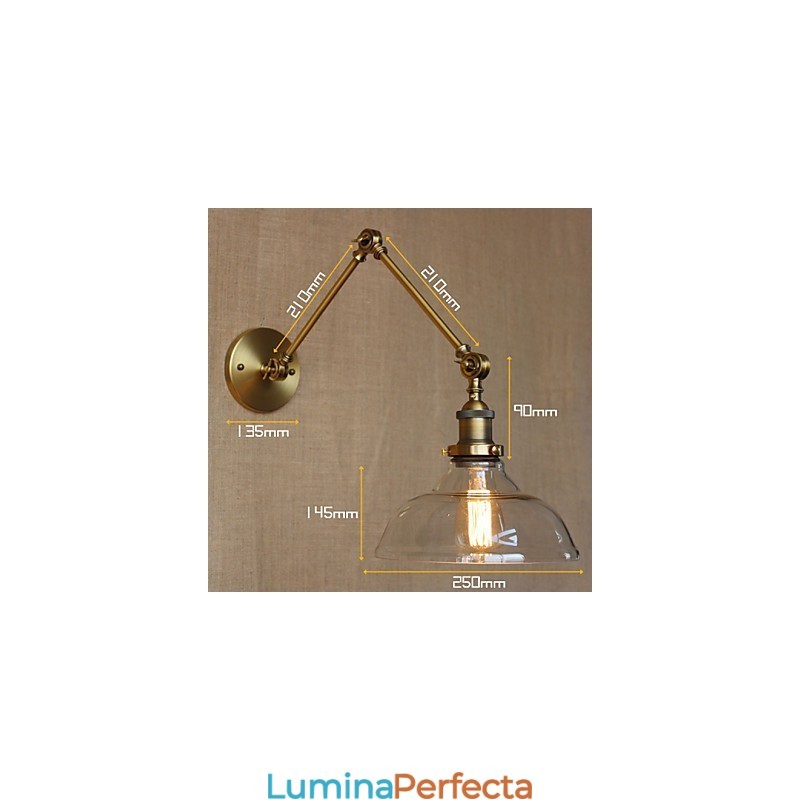 Lampă de designer în stil LOFT Lampă de perete decorativă din sticlă, bronz, cafenea