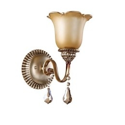 Tip Europa Restaurare Căi Vechi Fier forjat Dormitor Lampă de perete din sticlă de cristal