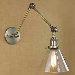 Placare cu fier Bronz Bar Culoar Sufragerie Hotel Vintage Brat Fier Sticla Lampă de perete Iluminat