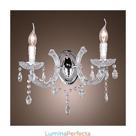 Aplica de perete eleganta din cristal cu 2 lumini Aplica de perete eleganta din cristal cu 2 lumini