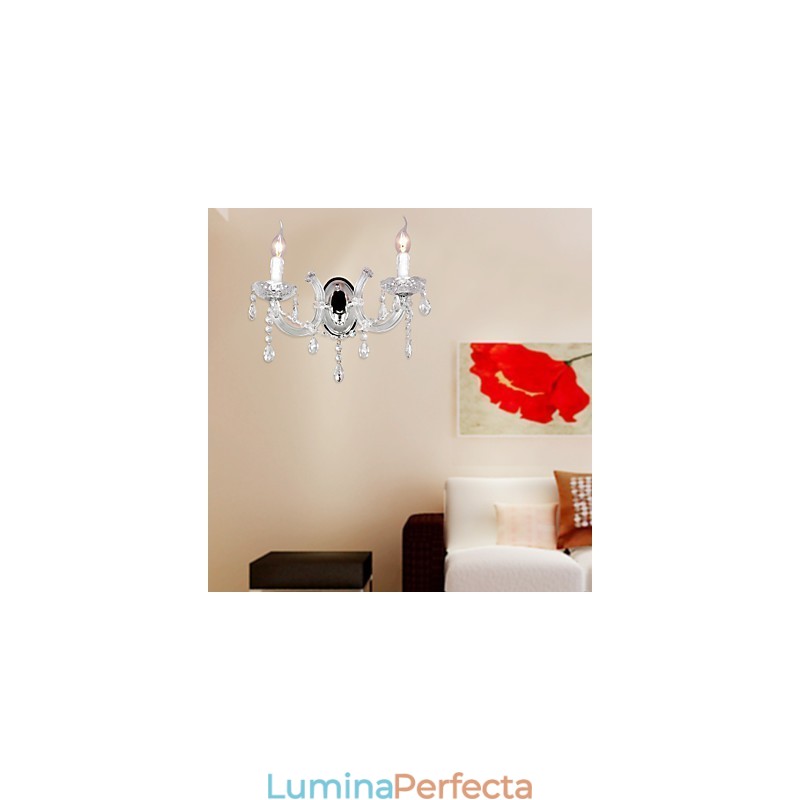 Aplica de perete eleganta din cristal cu 2 lumini