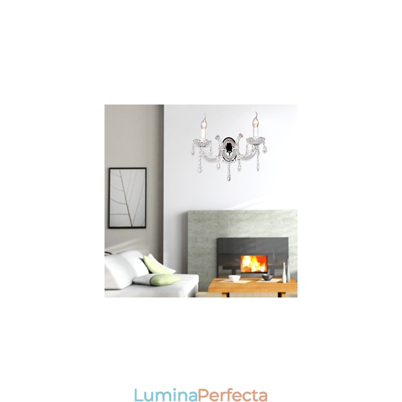 Aplica de perete eleganta din cristal cu 2 lumini