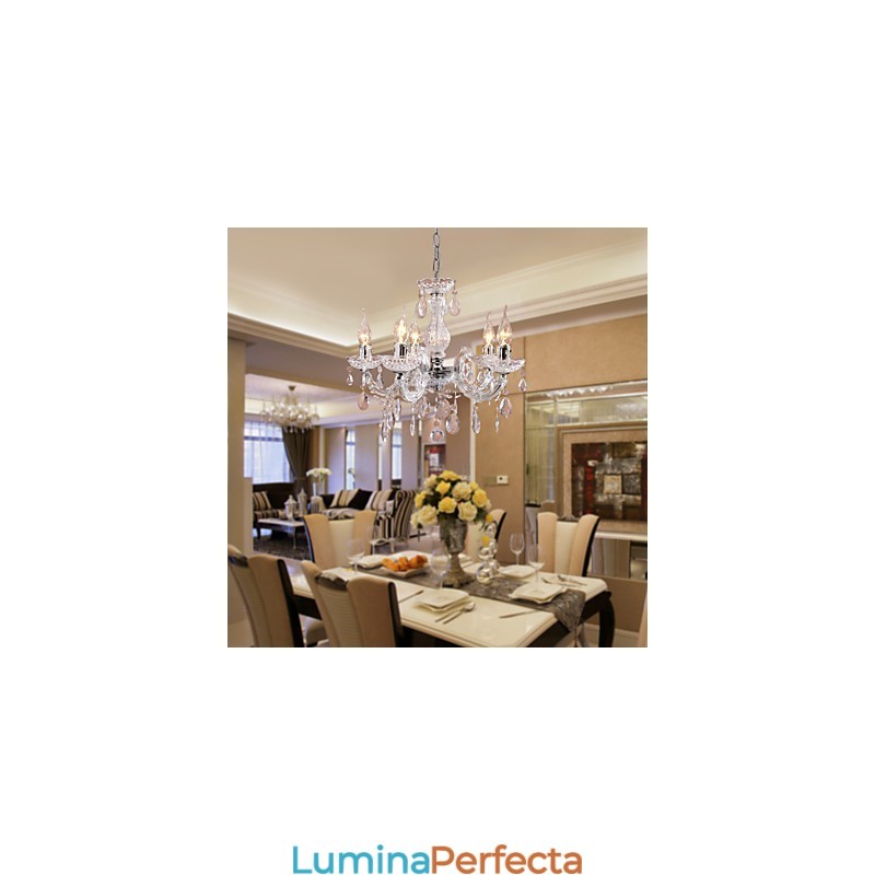 Lampă de tavan cromat Upligh Lumină cu lumânare Candelabru din acril