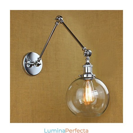 Sticlă cromată cu braț dublu, bară de argint reglabilă, KTV, noptieră, culoar, restaurant, perete cameră de hotel