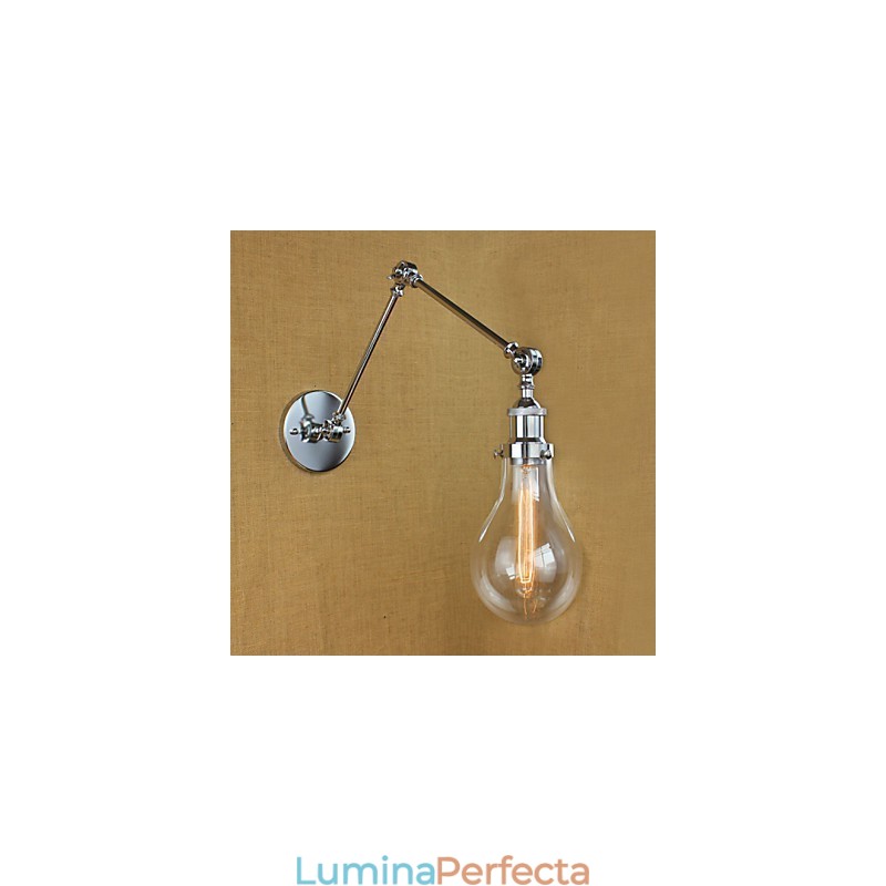 Lampă de perete retro telescopică din sticlă cromată