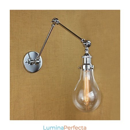 Lampă de perete retro telescopică din sticlă cromată Lampă de perete retro telescopică din sticlă cromată