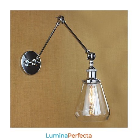 Lampă de perete retro telescopică din sticlă cromată Lampă de perete retro telescopică din sticlă cromată