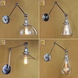 Lampă de perete retro telescopică din sticlă cromată