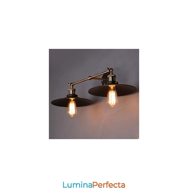 Aplică Retro Industrială Rurală Aplică Dublă Umbrelă Neagră