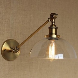 Lampă de perete pentru dormitor, sticlă de fier, bronz, alamă, stil retro, creativă americană