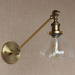 Lampă de perete pentru dormitor, sticlă de fier, bronz, alamă, stil retro, creativă americană