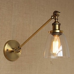 Lampă de perete pentru dormitor, sticlă de fier, bronz, alamă, stil retro, creativă americană