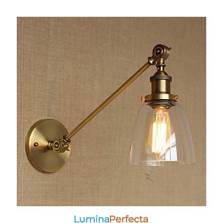 Lampă de perete pentru dormitor, sticlă de fier, bronz, alamă, stil retro, creativă americană Lampă de perete pentru dormitor, sticlă de fier, bronz, alamă, stil retro, creativă americană