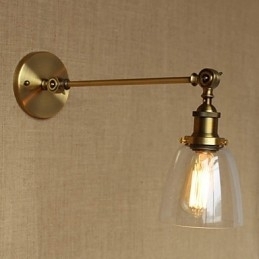 Lampă de perete pentru dormitor, sticlă de fier, bronz, alamă, stil retro, creativă americană