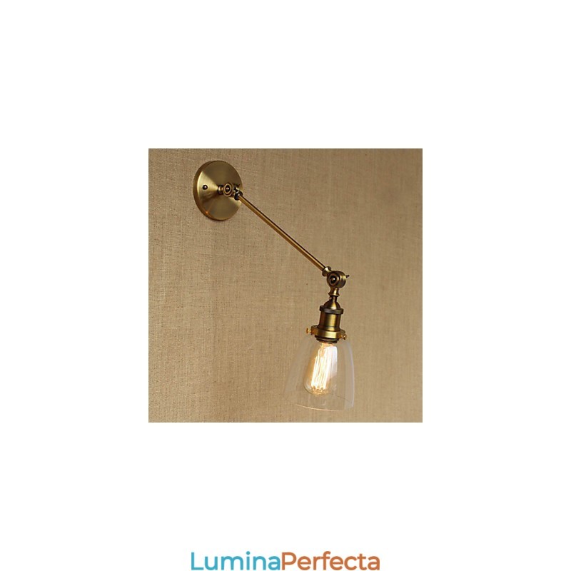 Lampă de perete pentru dormitor, sticlă de fier, bronz, alamă, stil retro, creativă americană