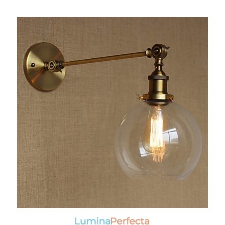 Lampă de perete pentru dormitor, sticlă de fier, bronz, alamă, stil retro, creativă americană Lampă de perete pentru dormitor, sticlă de fier, bronz, alamă, stil retro, creativă americană