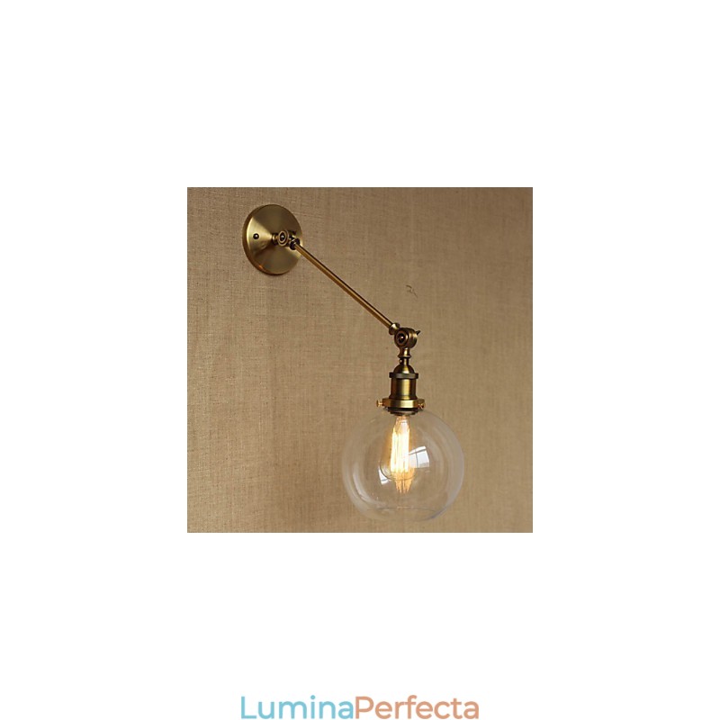 Lampă de perete pentru dormitor, sticlă de fier, bronz, alamă, stil retro, creativă americană