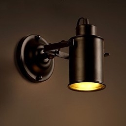 Aplică de perete vintage, industrial, negru, din fier forjat, iluminat de perete pentru coridor.