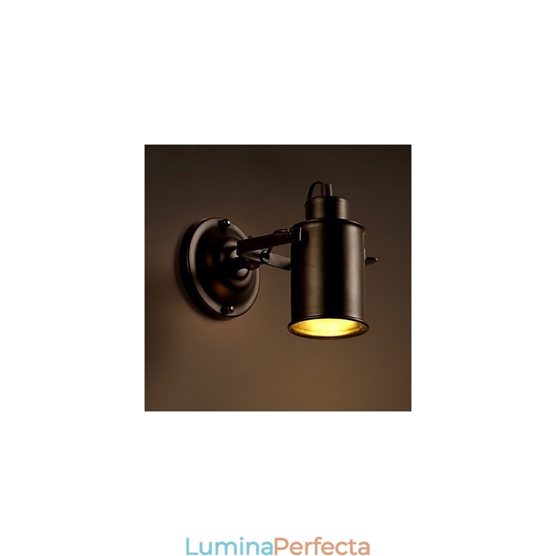 Aplică de perete vintage, industrial, negru, din fier forjat, iluminat de perete pentru coridor.