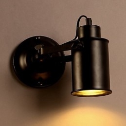 Aplică de perete vintage, industrial, negru, din fier forjat, iluminat de perete pentru coridor.