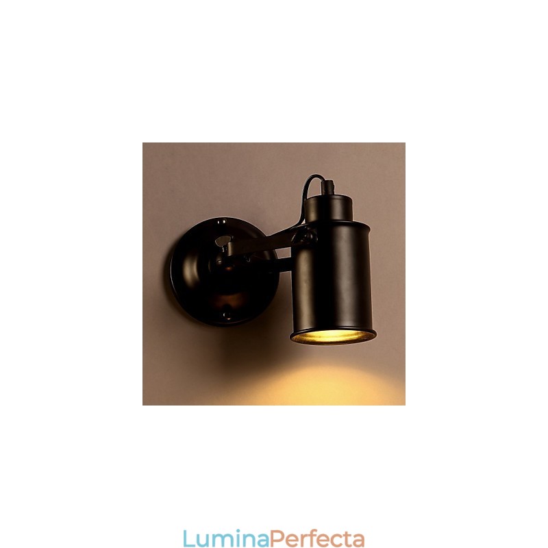 Aplică de perete vintage, industrial, negru, din fier forjat, iluminat de perete pentru coridor.