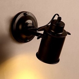 Aplică de perete vintage, industrial, negru, din fier forjat, iluminat de perete pentru coridor.