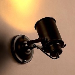 Aplică de perete vintage, industrial, negru, din fier forjat, iluminat de perete pentru coridor.