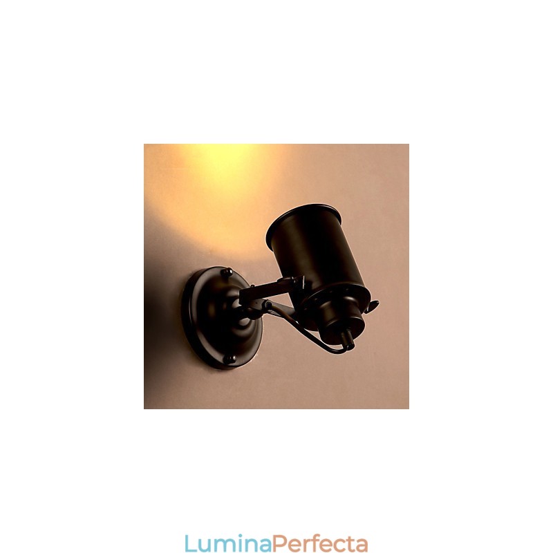 Aplică de perete vintage, industrial, negru, din fier forjat, iluminat de perete pentru coridor.