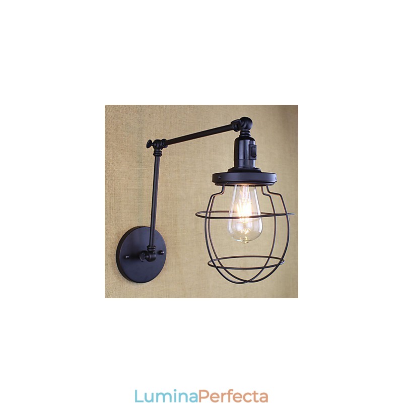 Stil Pat Hotel Eestaurant Proiect Brat Fier Dublu Retro Vintage Curea Neagra Comutator Lampa De Perete