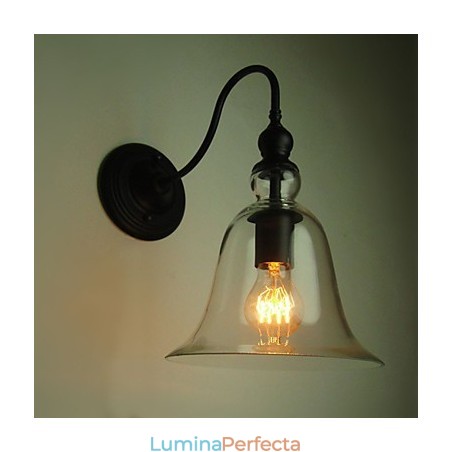 Aplica de perete vintage cu o lumina din otel si sticla Aplica de perete vintage cu o lumina din otel si sticla