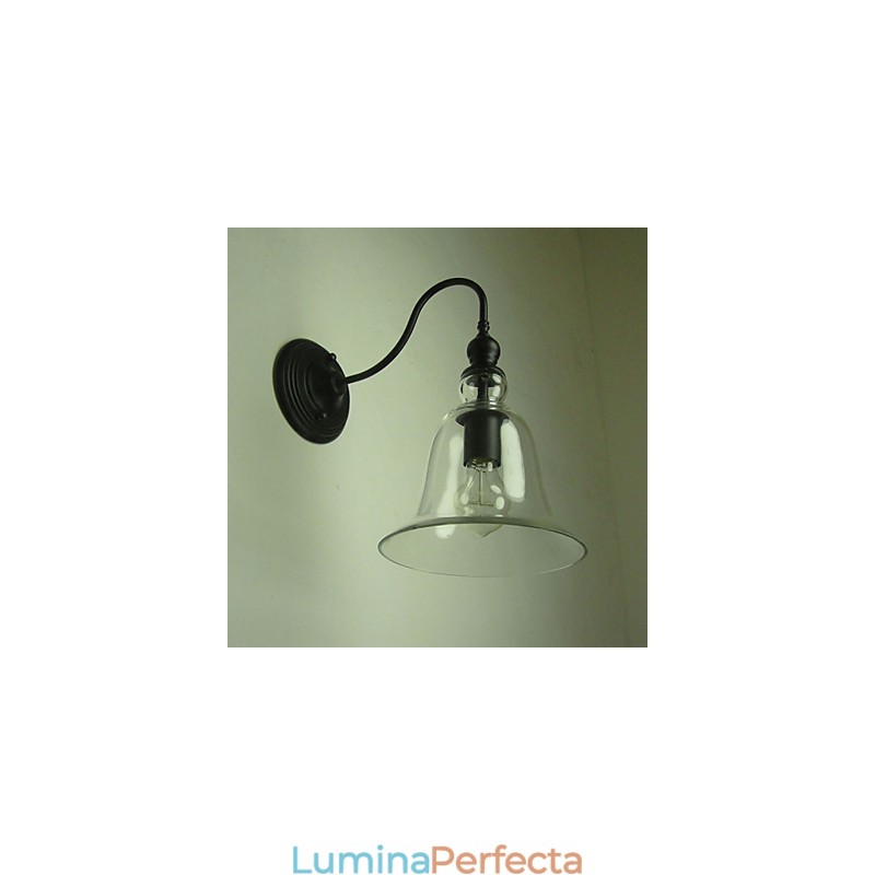 Aplica de perete vintage cu o lumina din otel si sticla