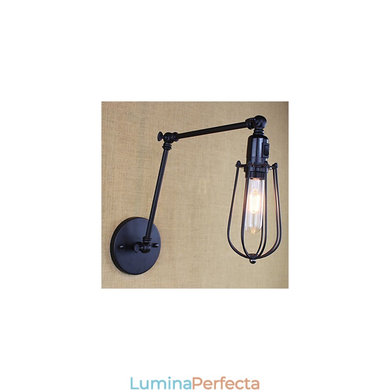 Stil Pat Hotel Eestaurant Proiect Brat Fier Dublu Retro Vintage Curea Neagra Comutator Lampa De Perete