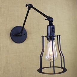 Stil Pat Hotel Eestaurant Proiect Brat Fier Dublu Retro Vintage Curea Neagra Comutator Lampa De Perete