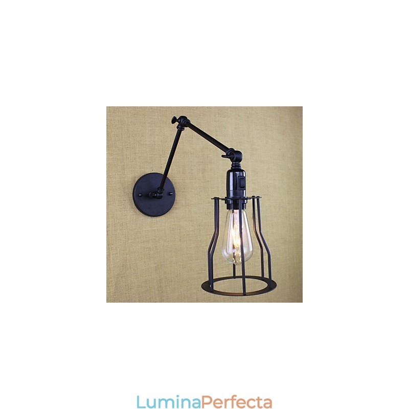 Stil Pat Hotel Eestaurant Proiect Brat Fier Dublu Retro Vintage Curea Neagra Comutator Lampa De Perete