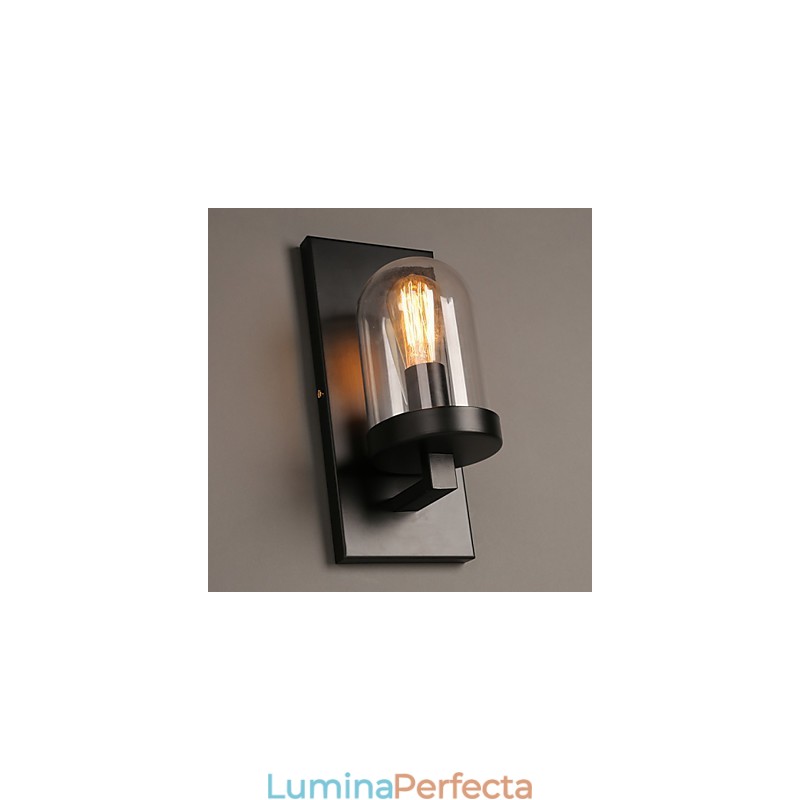 Lampă de perete creativă rurală din fier forjat din sticlă