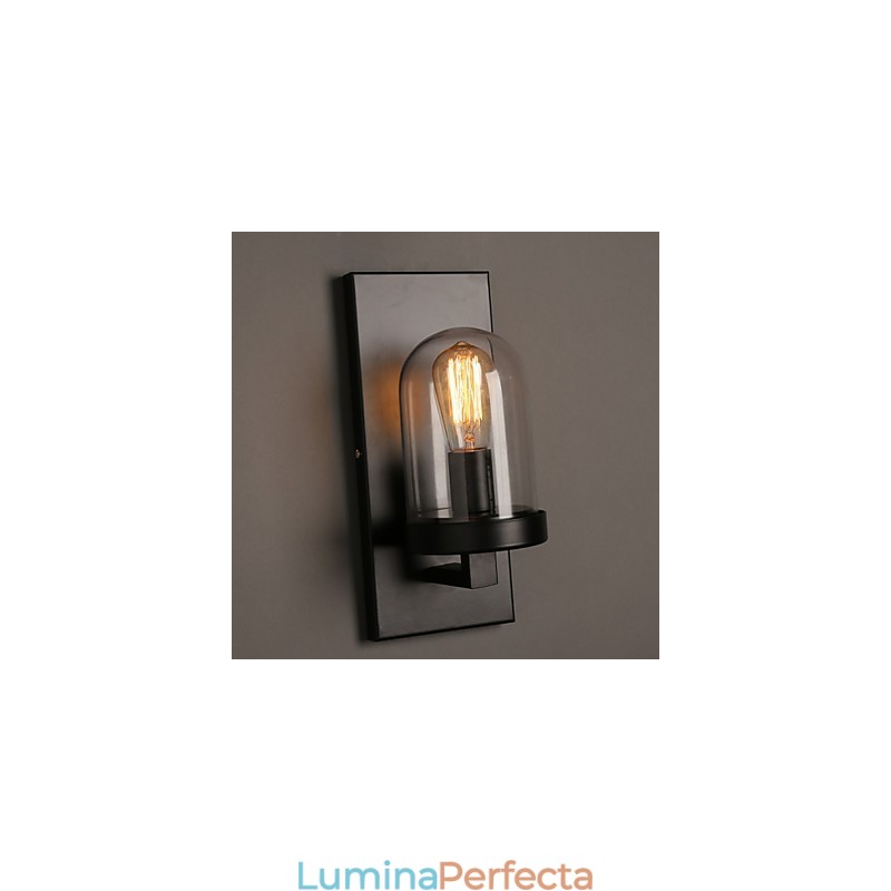 Lampă de perete creativă rurală din fier forjat din sticlă
