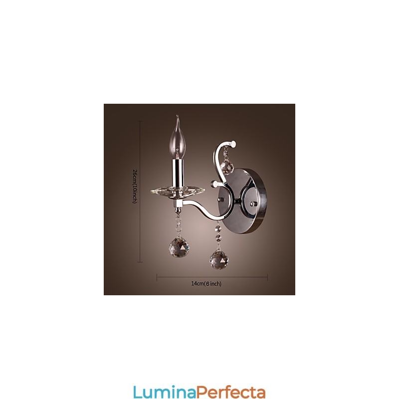 Aplica de perete din cristal argintiu cu 1 lumina