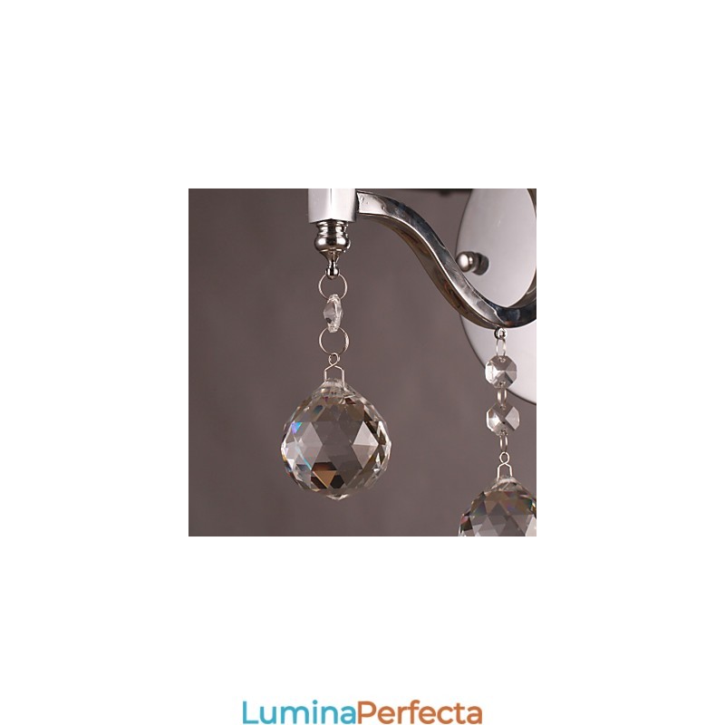 Aplica de perete din cristal argintiu cu 1 lumina