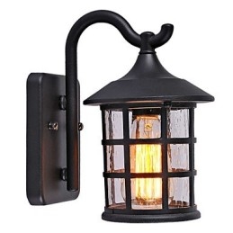 Aplică de perete de exterior, rezistentă la apă, din fier rustic, antic, lanternă de epocă, negru ruginit mat, aplice de perete pentru hol