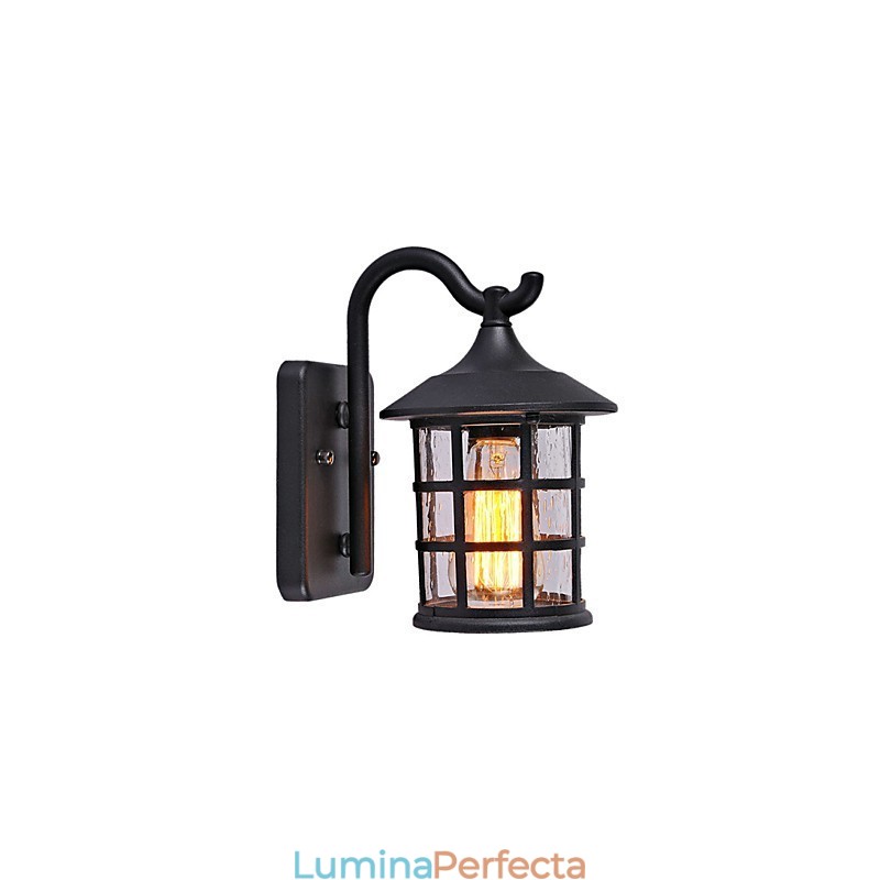Aplică de perete de exterior, rezistentă la apă, din fier rustic, antic, lanternă de epocă, negru ruginit mat, aplice de perete pentru hol