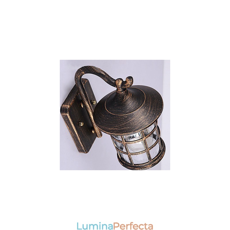 Aplică de perete de exterior, rezistentă la apă, din fier rustic, antic, lanternă de epocă, negru ruginit mat, aplice de perete pentru hol