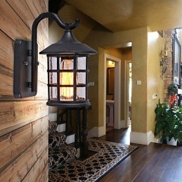 Aplică de perete de exterior, rezistentă la apă, din fier rustic, antic, lanternă de epocă, negru ruginit mat, aplice de perete pentru hol