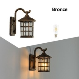 Aplică de perete de exterior, rezistentă la apă, din fier rustic, antic, lanternă de epocă, negru ruginit mat, aplice de perete pentru hol