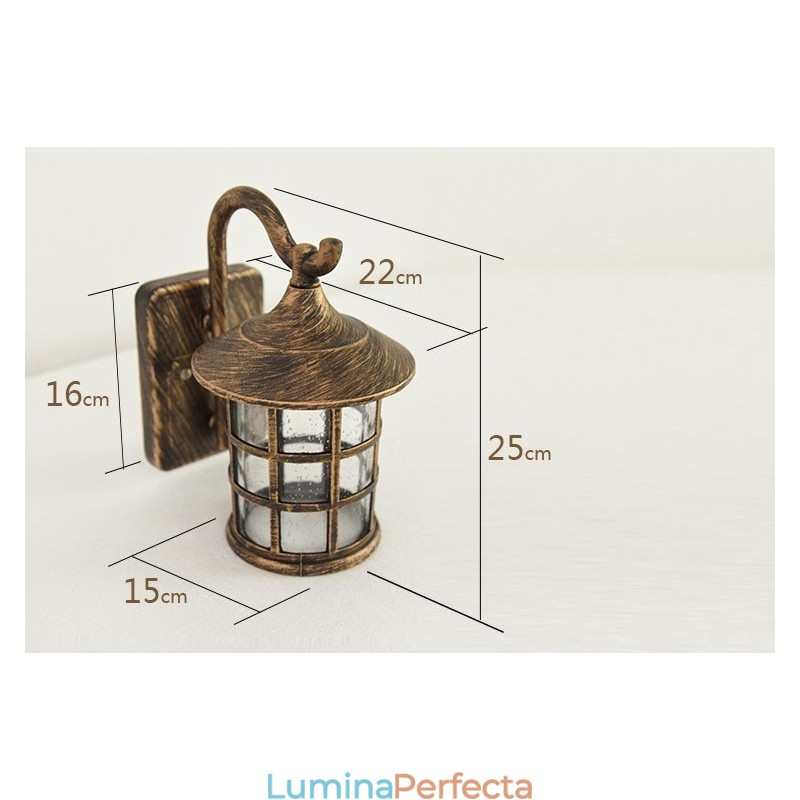 Aplică de perete de exterior, rezistentă la apă, din fier rustic, antic, lanternă de epocă, negru ruginit mat, aplice de perete pentru hol