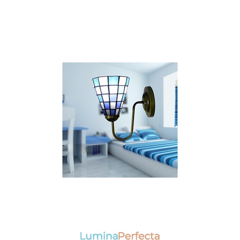 15CM Vitraliu Contemporan Si Contractat Lampa Perete Inn Patrate Albastre Si Albe Lumini