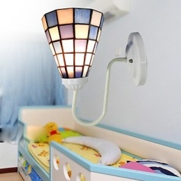 15CM Vitraliu Contemporan Si Contractat Lampa Perete Inn Patrate Albastre Si Albe Lumini