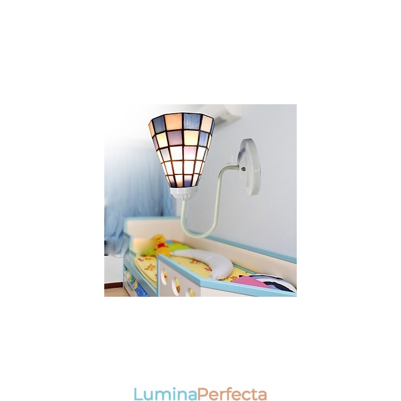 15CM Vitraliu Contemporan Si Contractat Lampa Perete Inn Patrate Albastre Si Albe Lumini